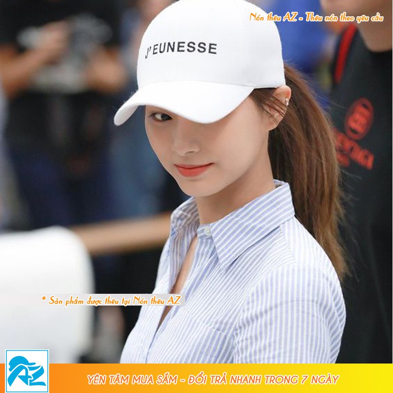 Nón kết nữ thời trang màu trắng thêu chữ - Mũ Lưỡi trai đẹp TWICE TZUYU MT552