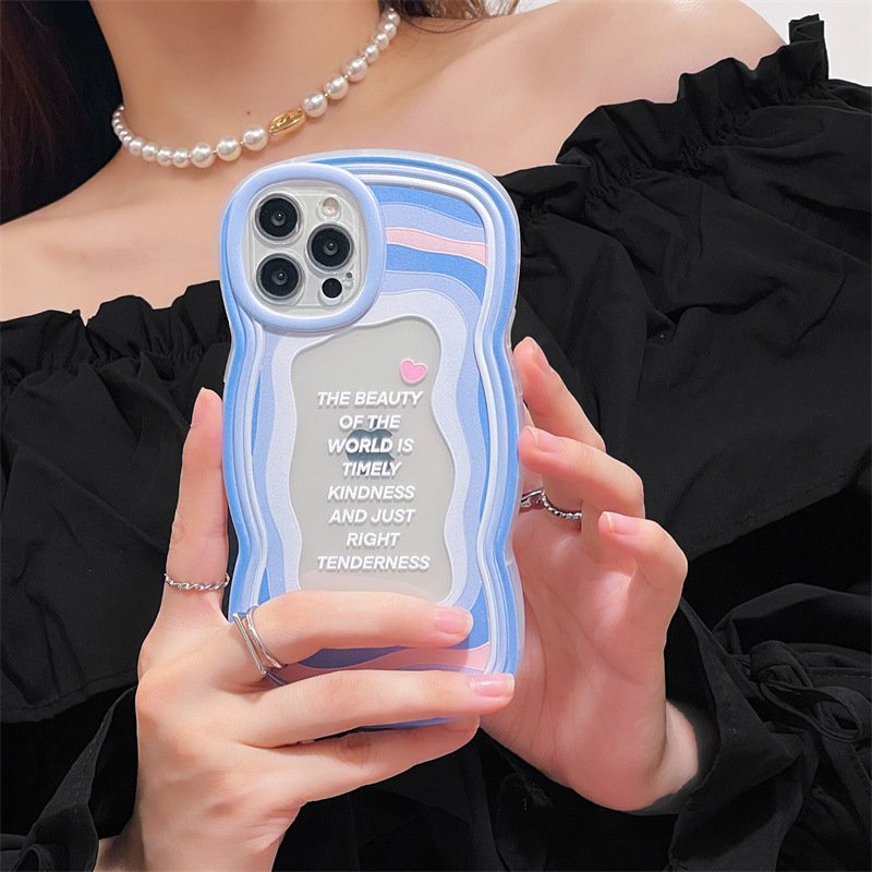 ỐP IPHONE FULL VIỀN XANH HÌNH TRÁI TIM XANH KÈM DÂY