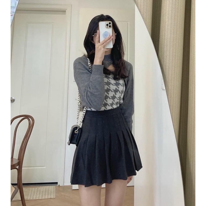 Set áo hai dây kẻ răng sói kèm cadigan chéo cổ ba màu xinh | BigBuy360 - bigbuy360.vn