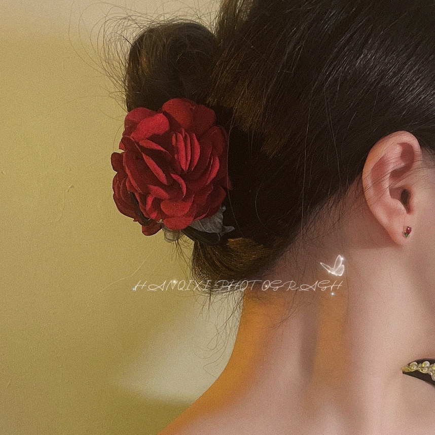 Kẹp Tóc Hình Hoa Hồng Bằng Ruy Băng Có Giá Đỡ Cho Nữ