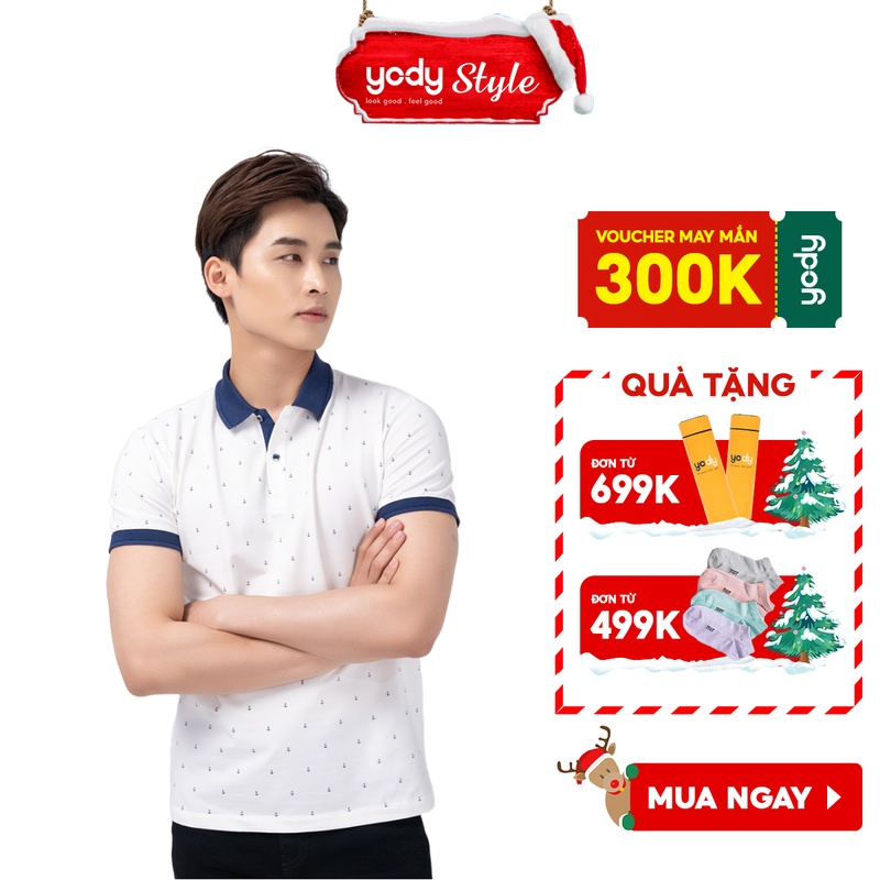 Áo thun polo nam hoạ tiết mỏ neo YODY trẻ trung năng động - APM4205