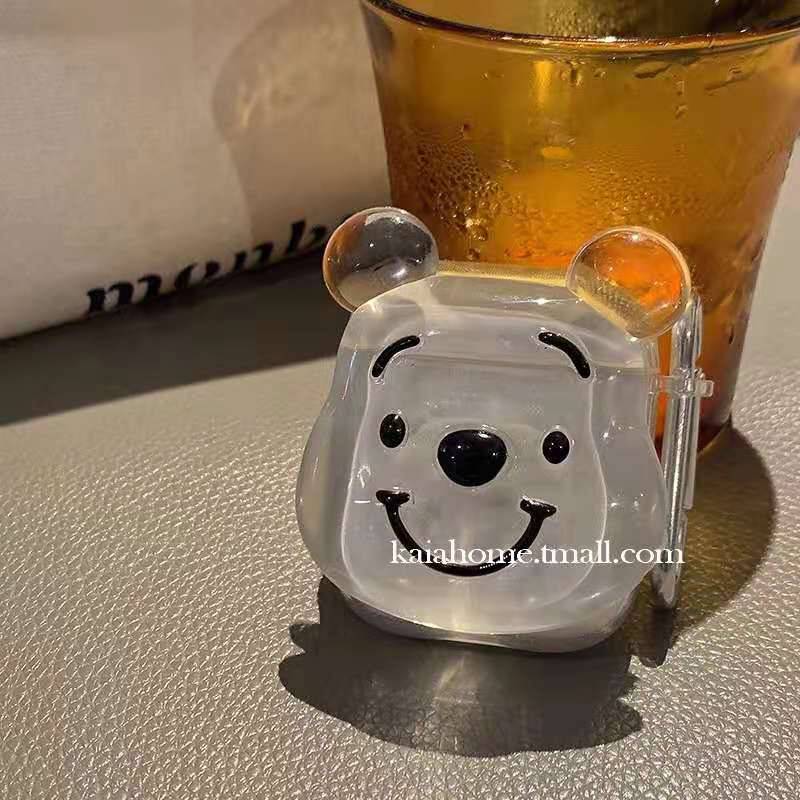 phim hoạt hình Winnie Vỏ Bảo Vệ Hộp Sạc Tai Nghe Bluetooth Airpods 1 2 3 PRO 3 Bằng TPU Màu Trong Suốt Hình Gấu Dễ Thương