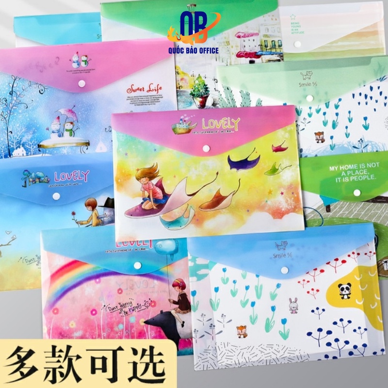 Túi đựng bài kiểm tra A4, Bìa đựng tài liệu  my clear bag hình ngộ nghĩnh bìa nút đựng hồ sơ -1 chiếc