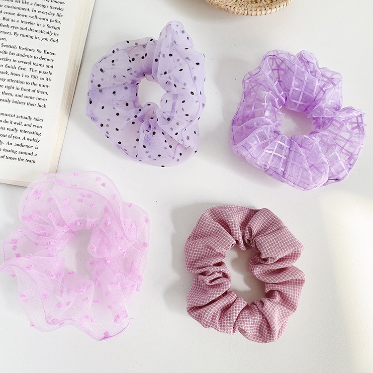 Dây buộc tóc co giãn màu tím phong cách Hàn Quốc dễ thương cho nữ