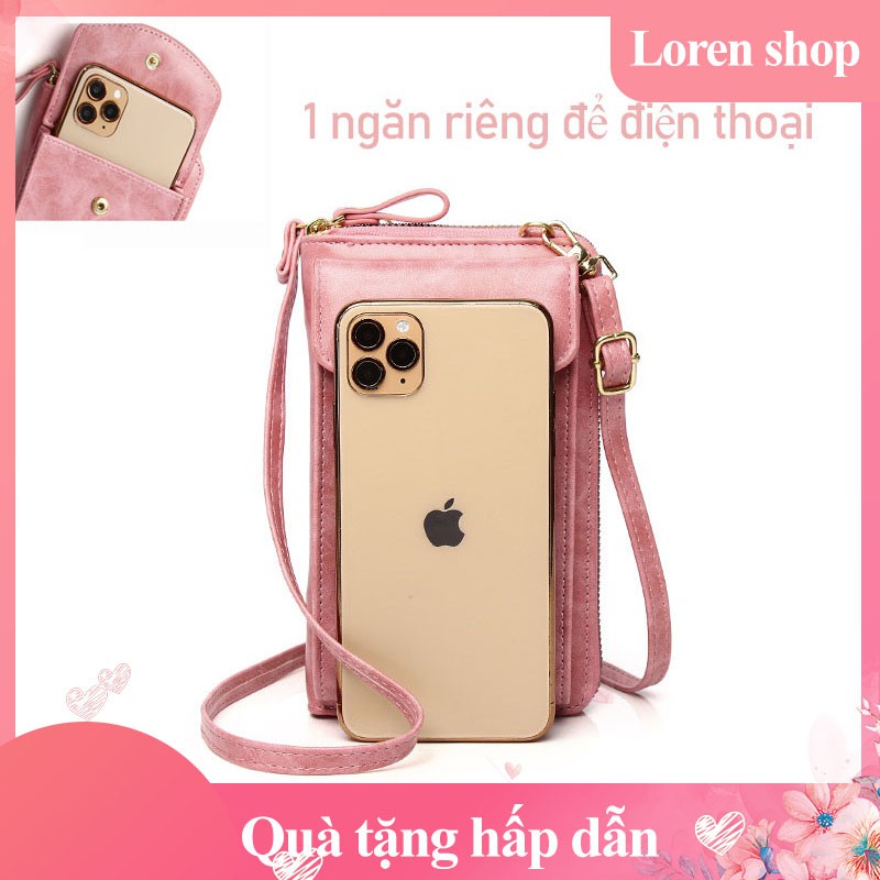 Túi đeo chéo nữ mini đẹp ,Túi đeo vai nữ mini đi chơi đựng điện thoại 3 ngăn riêng biệt da mềm trẻ trung cá tính Vn55