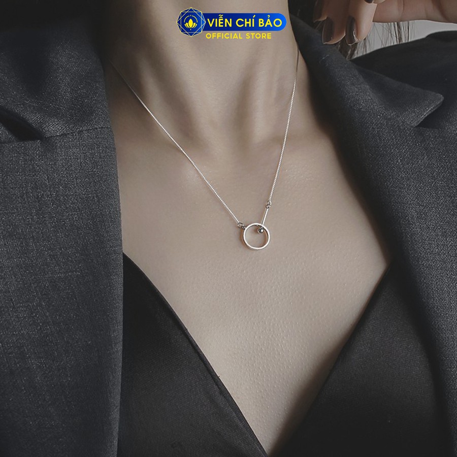 Dây chuyền bạc nữ mặt tròn chất liệu bạc 925 thời trang phụ kiện trang sức nữ Viễn Chí Bảo D400111