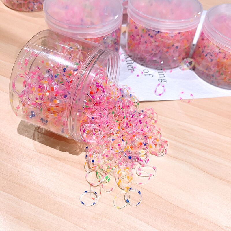 Hộp túi 2000 chun buộc tóc sợi nhỏ màu sắc cho bé gái