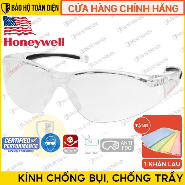 (CHÍNH HÃNG) Kính chống bụi Honeywell Sperian A800 trắng [ TẶNG KHĂN LAU KÍNH ]