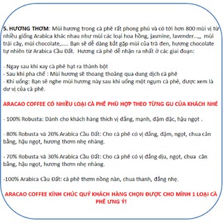 Cà phê nguyên chất , ROBUSTA- ARACAO COFFEE, cafe rang xay, pha phin và pha máy [ gói 50g]