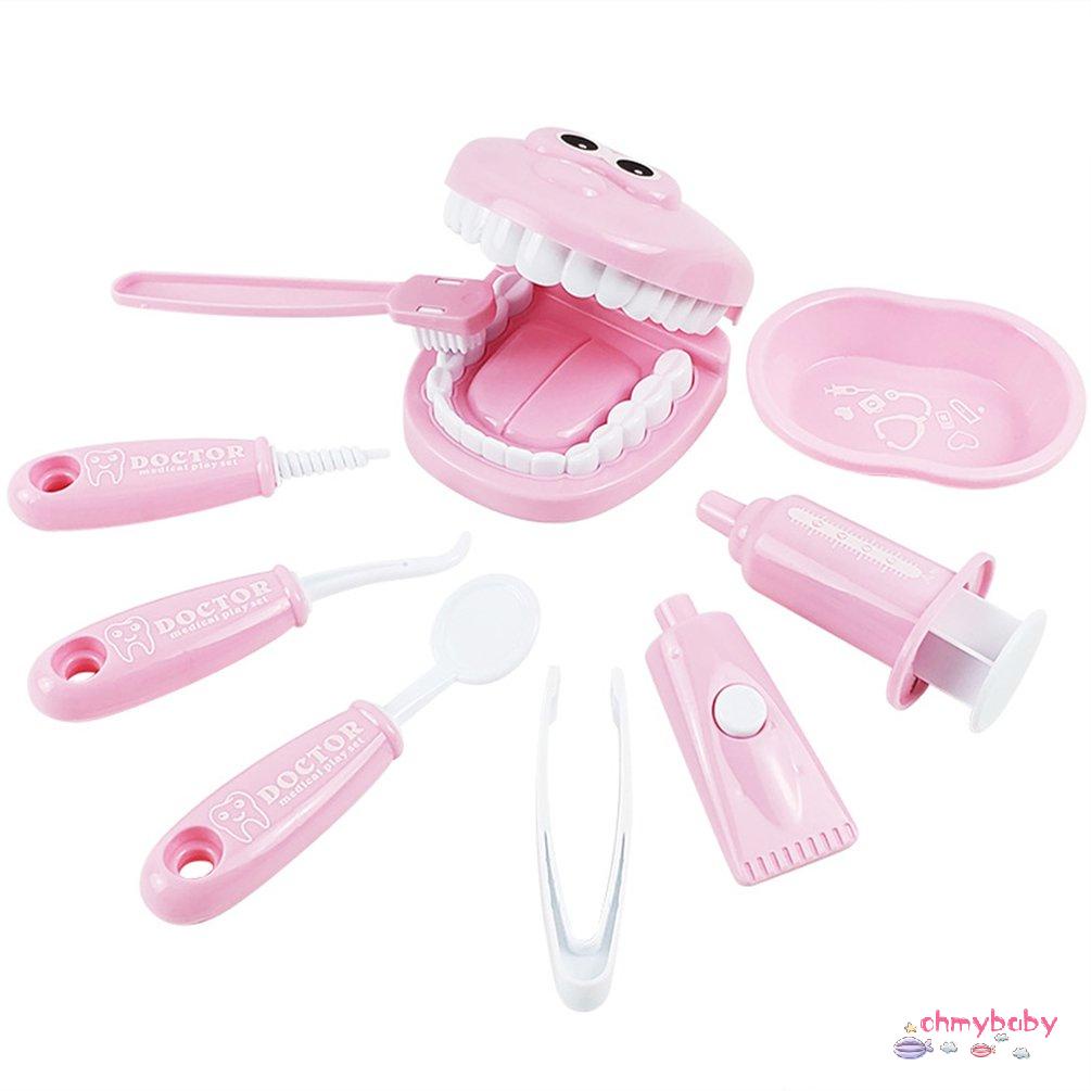 【OMB】 9 Pcs Dentist Toy Pretend Dentist Check Tooth Model Kid Educational Doctor Toy