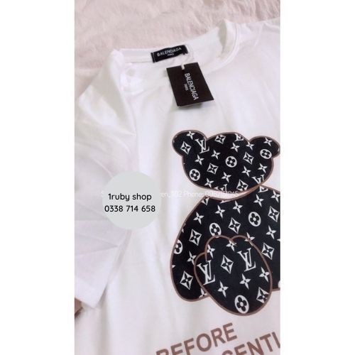 Áo Phông Nam Nữ Form Rộng 🍀FRRESHIP🍀 Áo Thun Chất Mềm Mịn Cotton Dày Dặn In Gấu Hàng Quảng Châu Túi Zip