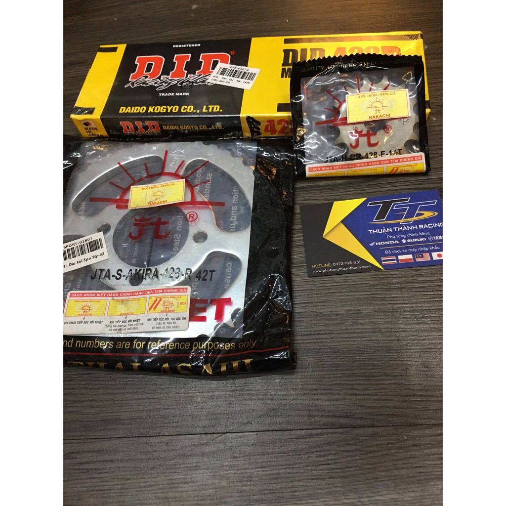 Nhông sên dĩa sport 9ly - Sên DD đen/Dĩa MT/ Nhông MT - Xipo/Satria