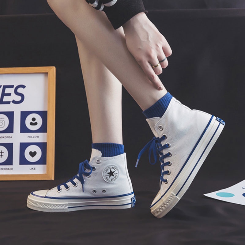 Giày Thể Thao Vải canvas Cổ Cao Thời Trang Phong Cách Cho Nữ