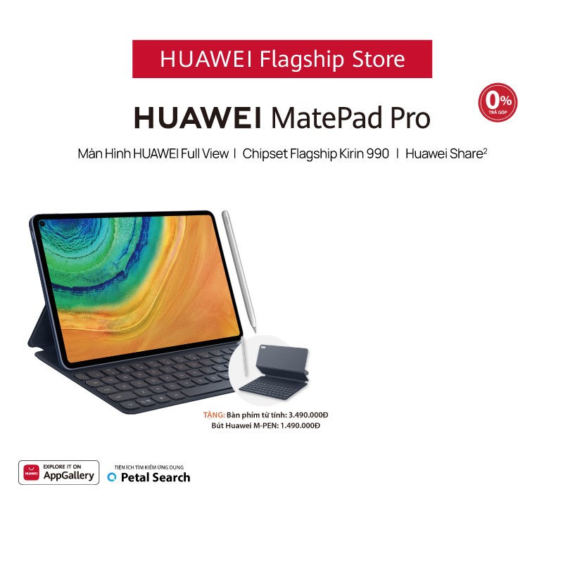 Máy Tính Bảng HUAWEI MatePad Pro (6GB/128GB) | Kèm Bút Cảm Ứng Huawei M-Pencil + Bàn Phím Huawei Smart Magnetic