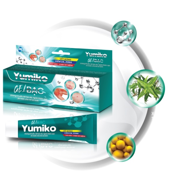 Gel nano bạc Yumiko kết hợp thảo dược bôi da viêm da chân tay miệng thủy đậu zona vết bỏng.suckhoechomoinha
