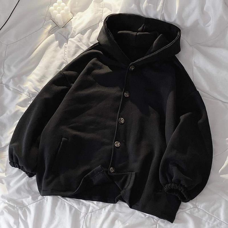 (SẴN) Áo khoác form rộng tay bồng Gài Nút unisex ( Nam nữ đều mặc được)