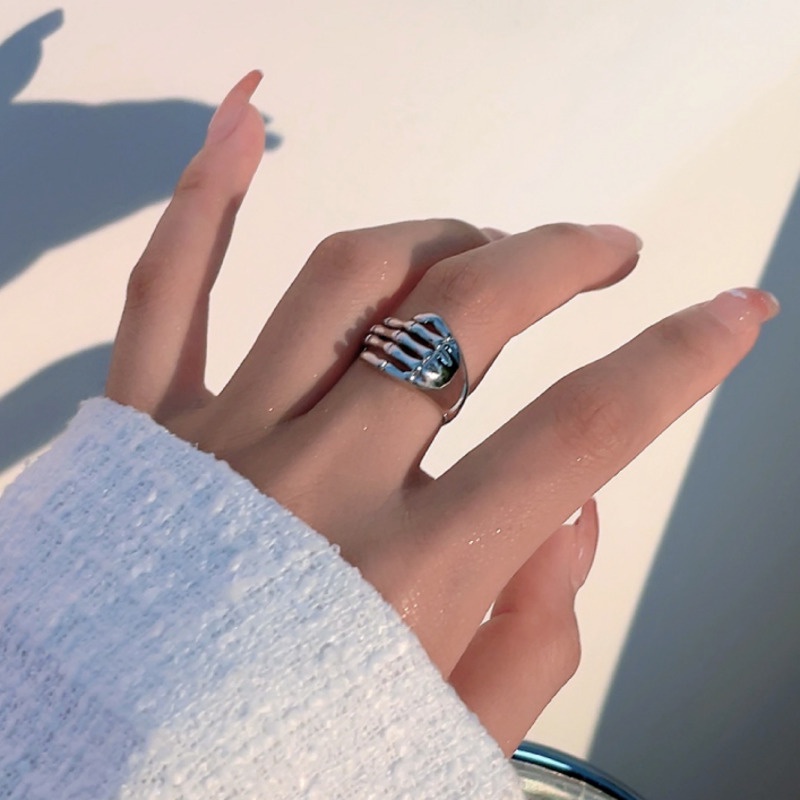 Nhẫn Hở Hình Đầu Lâu Phong Cách Hip Hop Cá Tính