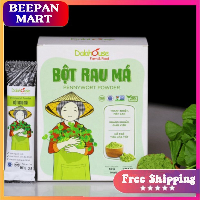Bột Rau Má Nguyên Chất 100% Hộp 60gr - Dalahouse - Bổ Sung Chất Xơ - Chống Lão Hóa Da