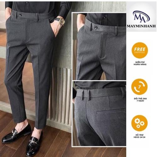 Quần tây âu nam Xám Tiêu kiểu dáng Hàn Quốc , chuẩn from trẻ trung vải bền không phai xù