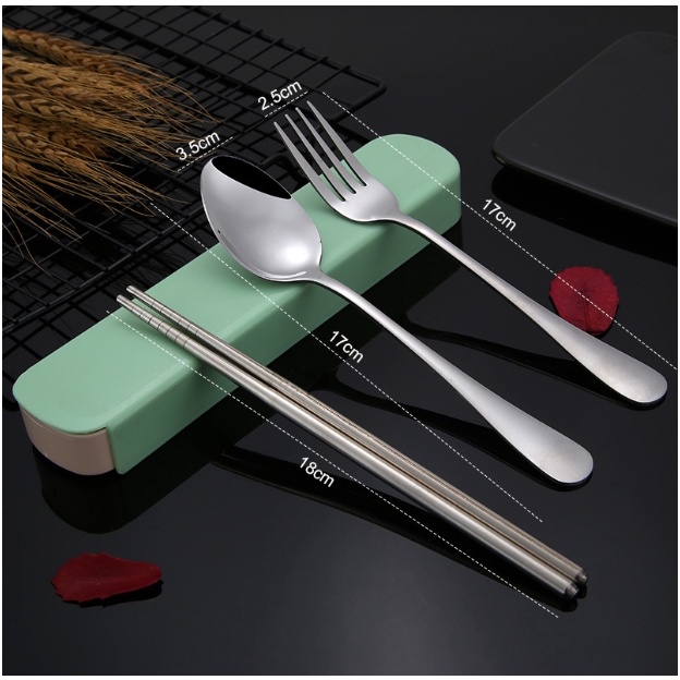 Bộ Muỗng Đũa Dĩa Thìa Inox 304 Cho Dân Văn Phòng, Sinh Viên, Đi Picnic Dã Ngoại