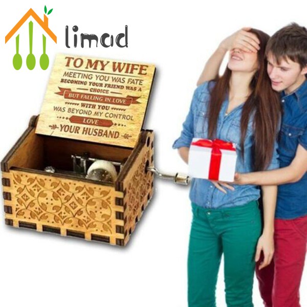 【COD】# limad To My Wife Engraved Wood Music Box Anniversary Valentines' Gifts