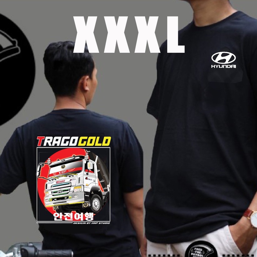 Áo thun xe tải Hyundai Trago Gold, cotton mát 4 chiều, sắc nét chống nhiễm màu | Hà Nội Phố Xe Tải