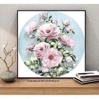 tranh thêu chữ thập thêu kín hoa Hồng DX1110