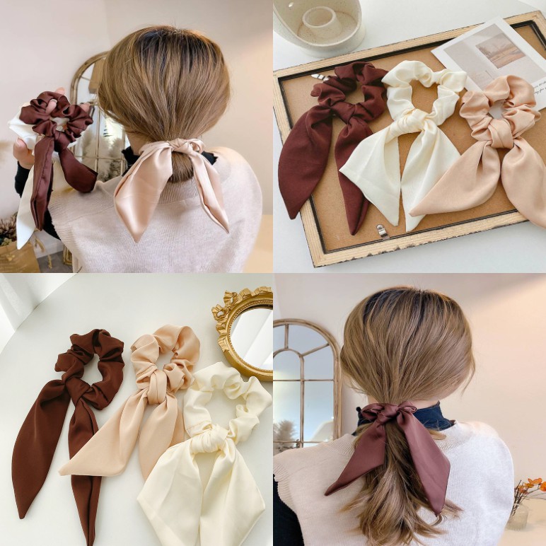 Dây buộc tóc ruy băng nơ đơn giản xinh xắn dành cho nữ