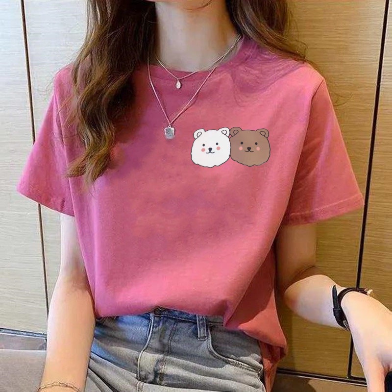 Korean version of loose fashion print trend short-sleeved T-shirt woman