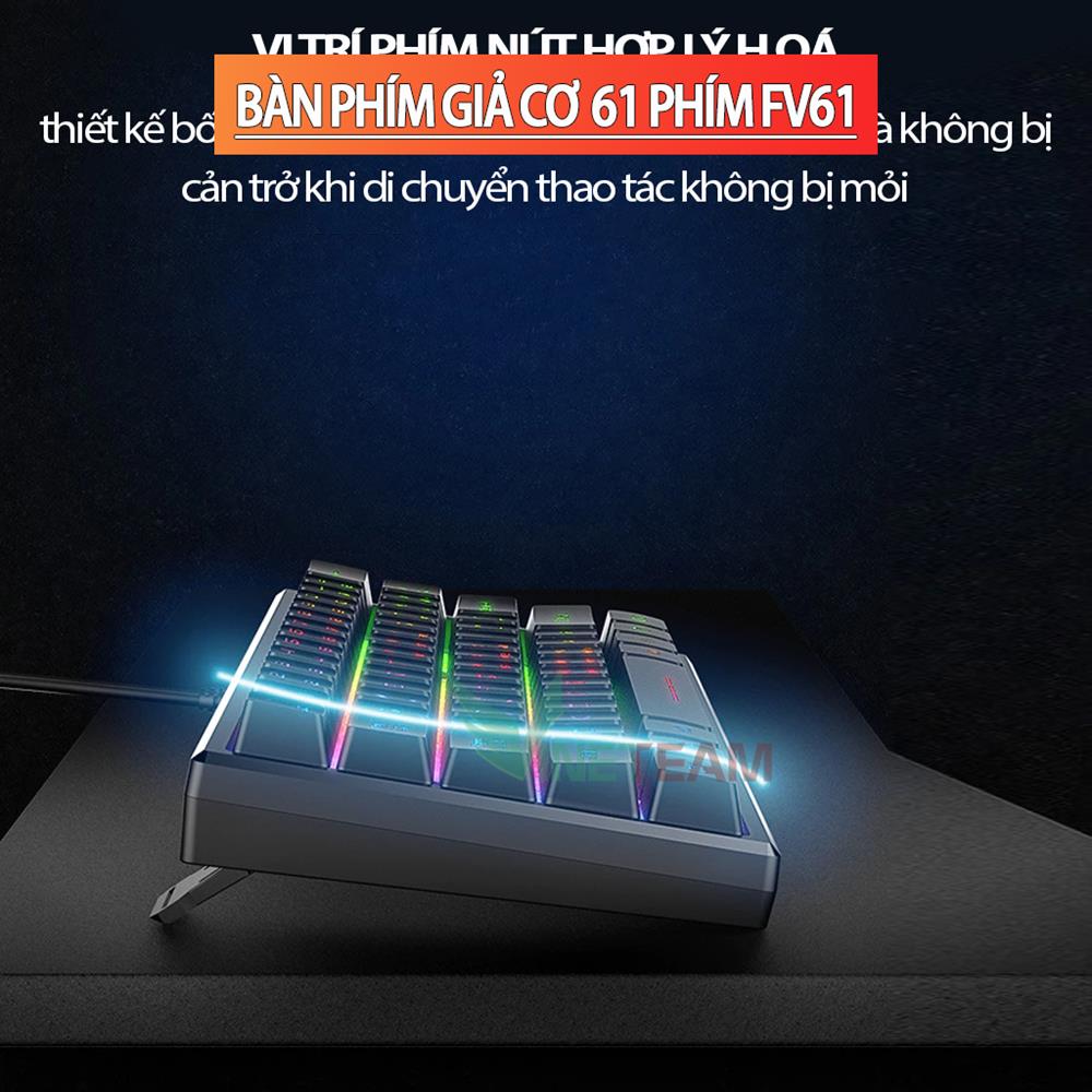 Bàn Phím Chơi Game Mini 61 Phím Nhỏ Gọn Led Rainbow Đổi Màu Với 3 Chế Độ Led