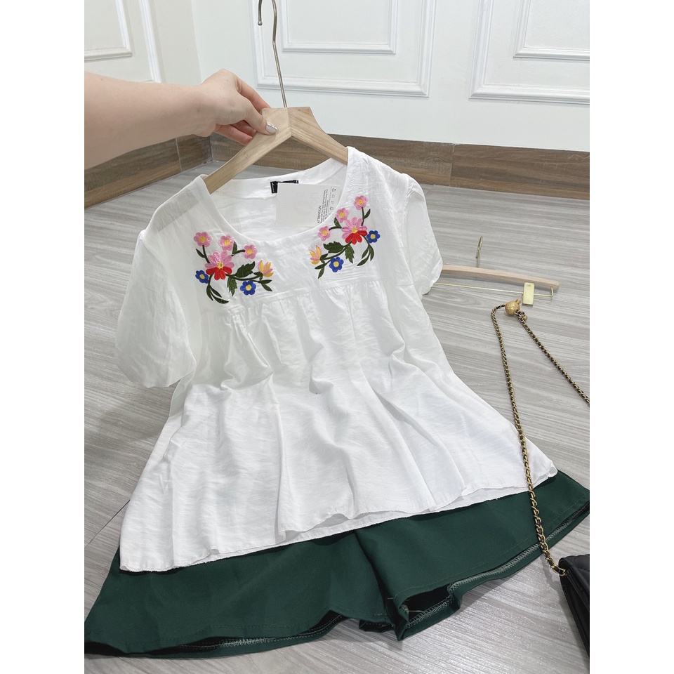 SET ÁO ĐŨI HOA 2 KHÓM QUẦN ĐŨI XANH MỀM MÁT - S013