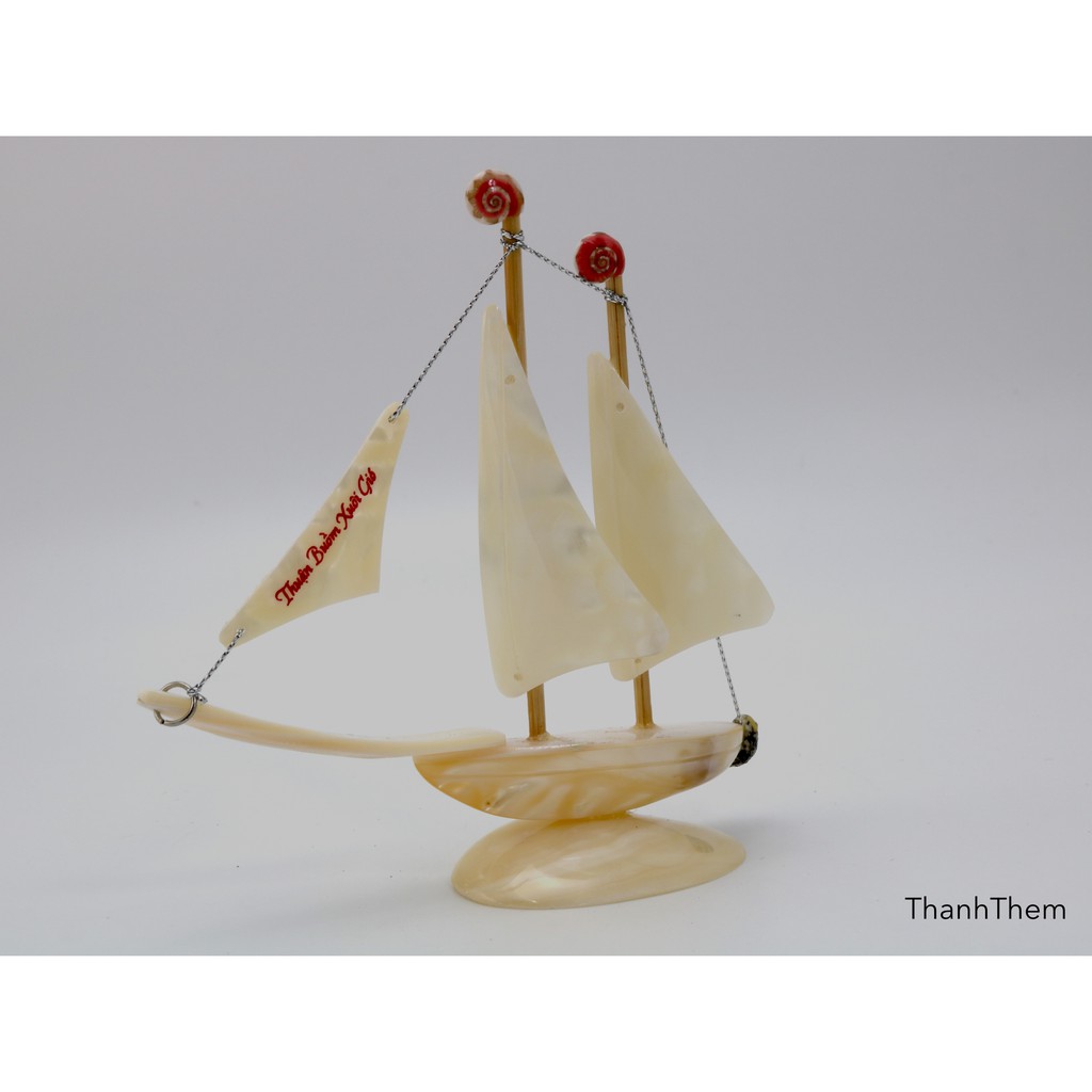 Thuyền 2 Cánh Buồm,Hàng Thủ Công, Làm Từ Vỏ Ốc Biển, Vỏ Trai Tự Nhiên.