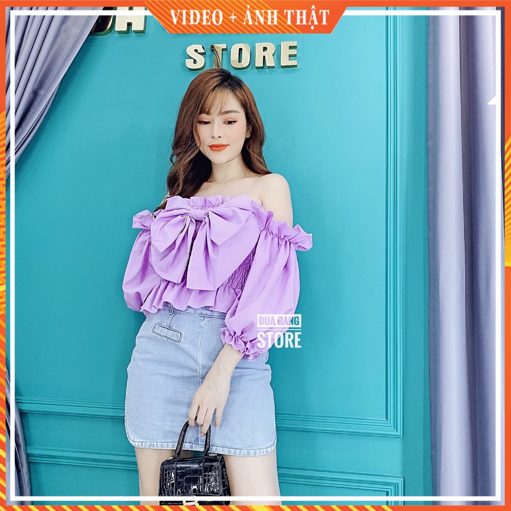Áo croptop đính nơ xinh freesize nhiều màu Dưa Gang Store AN01 chính hãng | BigBuy360 - bigbuy360.vn
