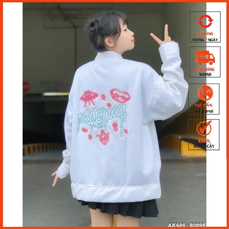 Áo Khoác Cardigan Nữ YOORA Form Rộng Hàn Quốc Vải Thun Nỉ Bông Chống Nắng Tốt In Awesome Hottrend 2021 AKC101
