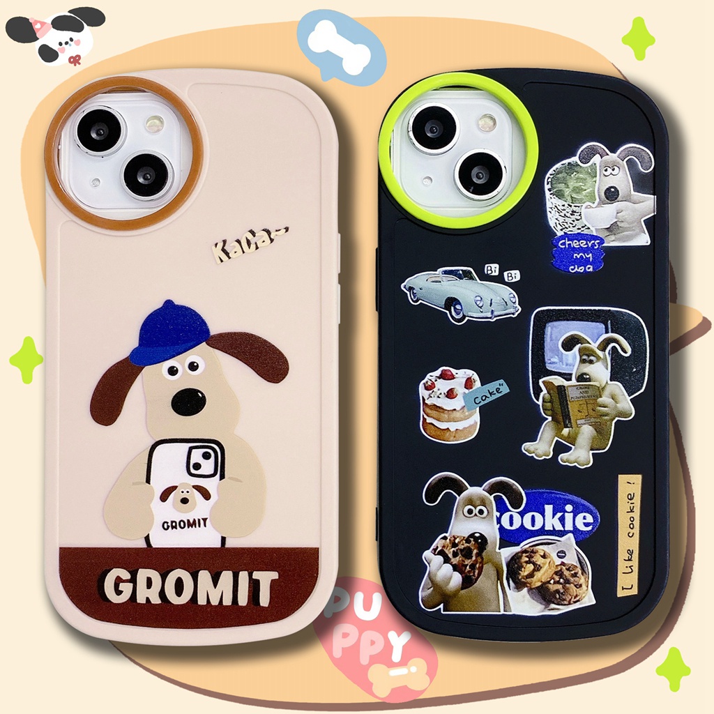Ốp Điện Thoại silicone Mềm In Hình Chú Cún Hoạt Hình + Bánh Quy / Bánh Quy Cho iphone 14 7 8 plus 11 12 13 pro xs max Đen