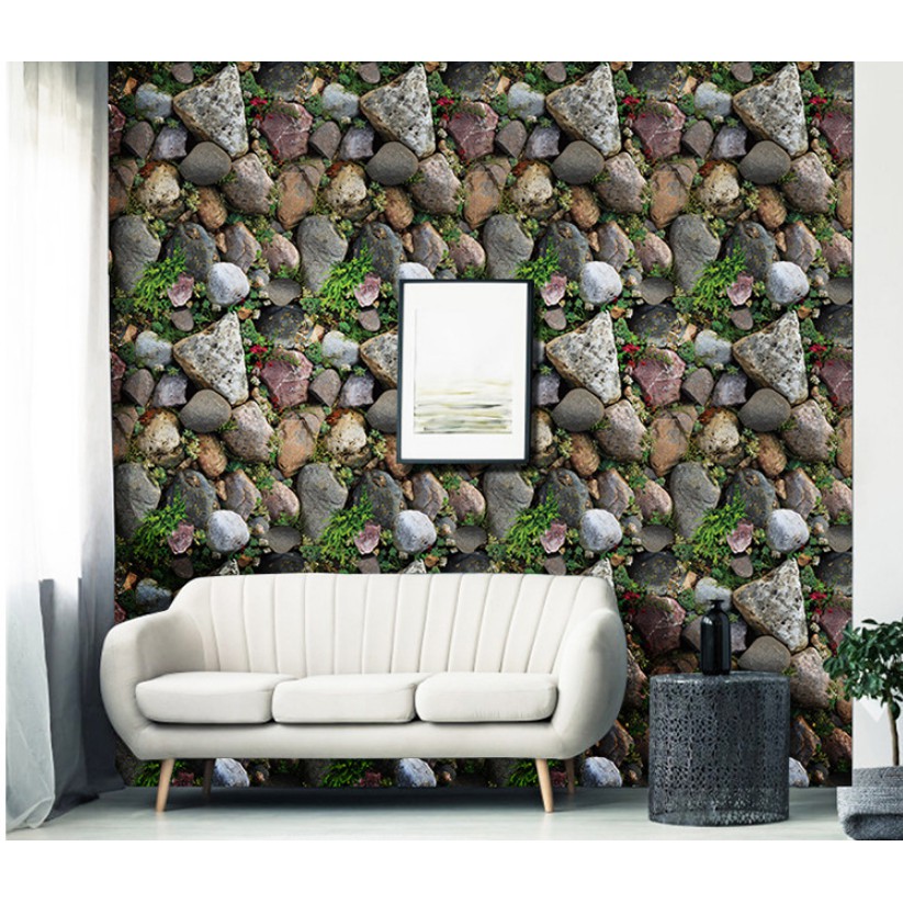 Decal giấy dán tường đá cỏ rêu khổ 45cm keo sẵn bóc dán | BigBuy360 - bigbuy360.vn