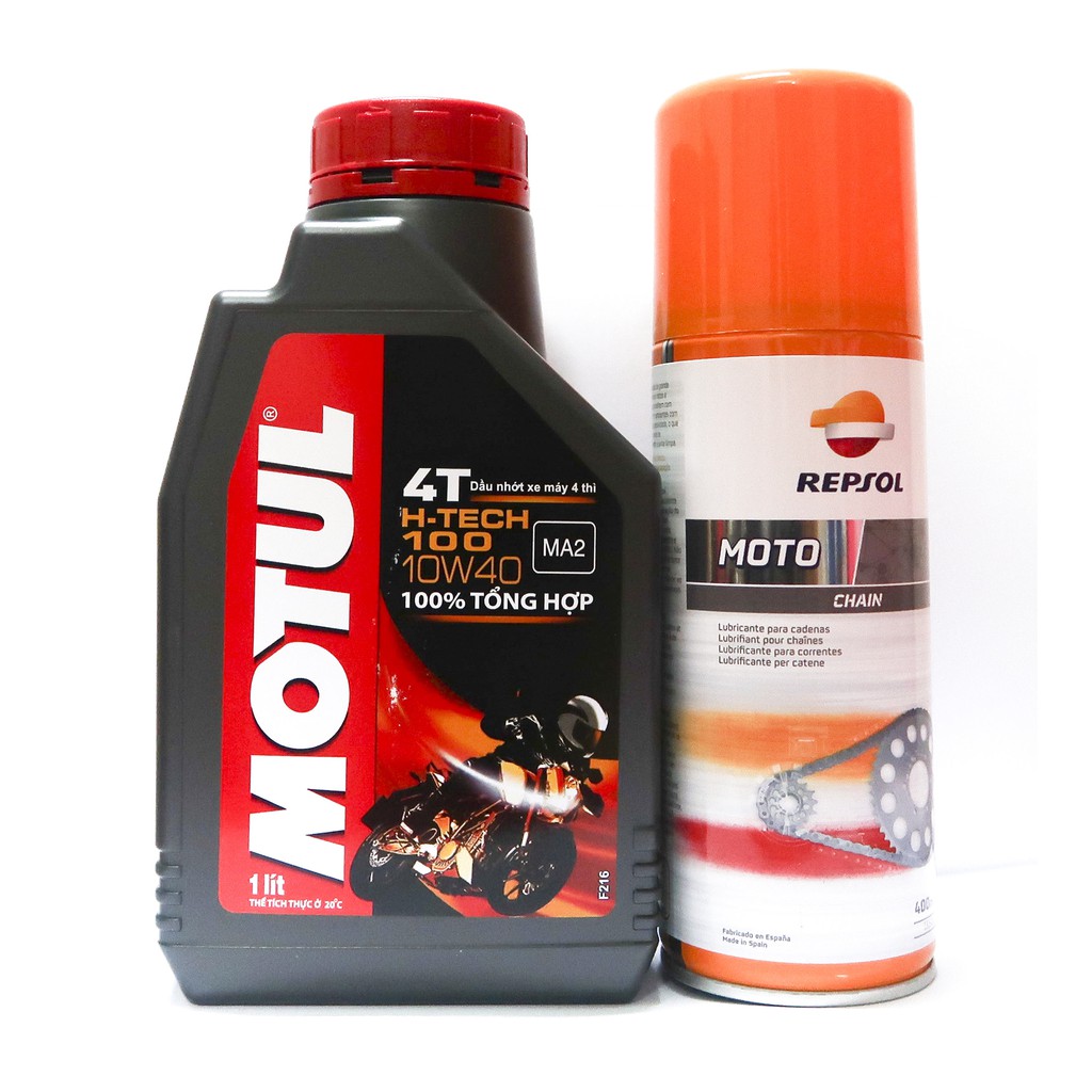 Combo 1 Motul H-TECH + 1 Chai Xịt sên Repsol Moto 400ml