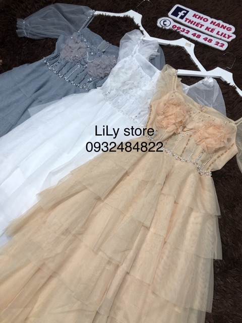 ẢNH VÀ VIDEO SHOP TỰ QUAY 10000%  đầm tầng kết hoa nổi