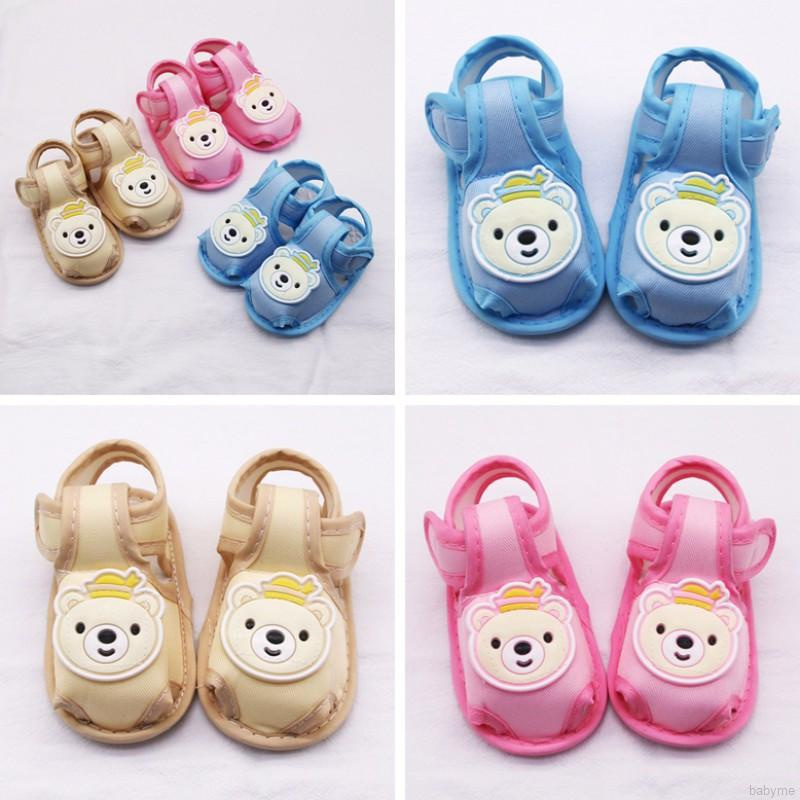 Giày Xăng đan Cotton Đế Mềm Khoét Lỗ Hình Gấu Phong Cách Mùa Hè Đáng Yêu Cho Bé Trai Gái