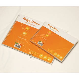 Sổ gáy lò xo vẽ màu nước, marker, acrylic, gouace HAPPY Pittura 250gsm, vân ngang, cold pressed, 25 tờ - A5/A4