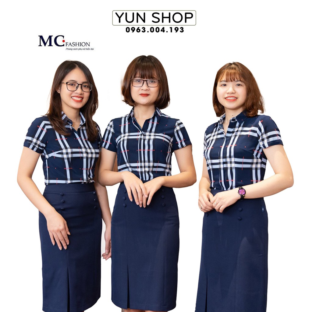Áo Sơ Mi Công Sở Nữ, Áo Sơ Mi Nữ Đẹp- Kiểu Dáng Thời Trang Chuẩn Hãng MC fashion A665 Kẻ Bbr