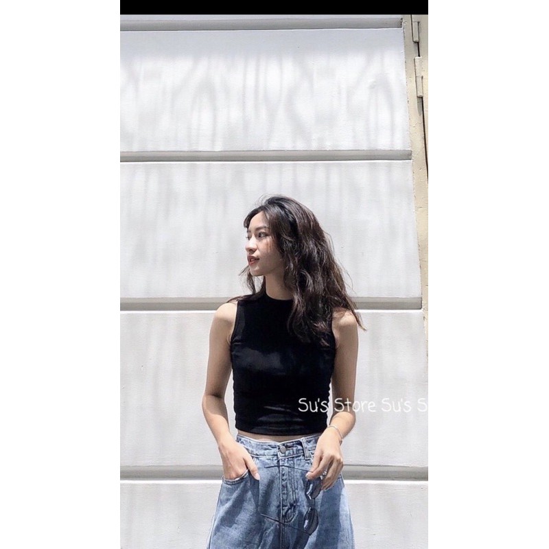 Áo croptop body sát nách cổ cao ( Hình thật shop chụp ) | BigBuy360 - bigbuy360.vn