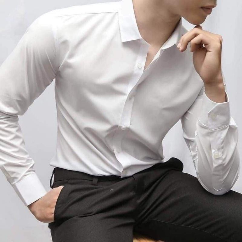 AP05 Áo sơ mi nam trơn dài tay,  áo sơ mi trắng gấp hộp công sở chất liệu cotton mịn cao cấp(Cam Kết Chất Lượng)