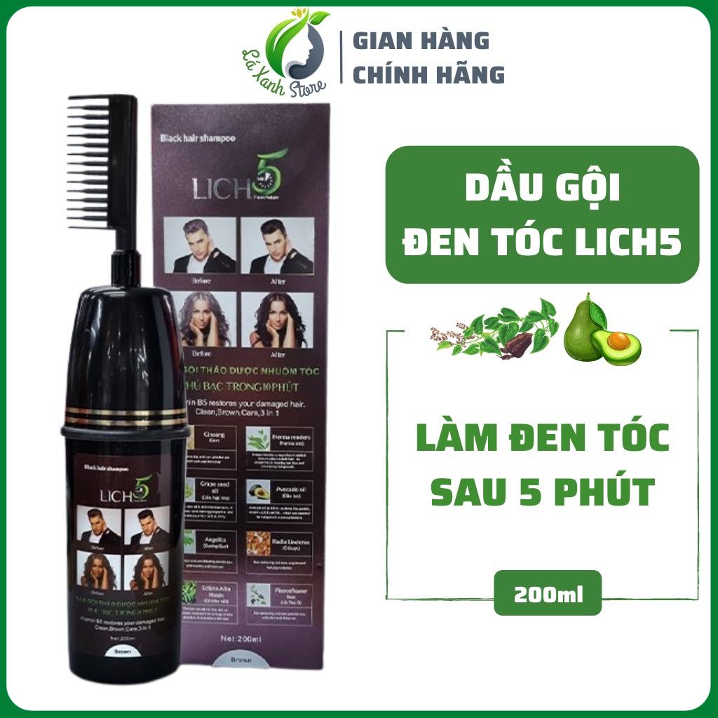 Dầu Gội Lich5 - Thảo Dược Đen Tóc Cocayhoala làm đen tóc trong 5 phút - Chai lược chải tiện dụng 200ml