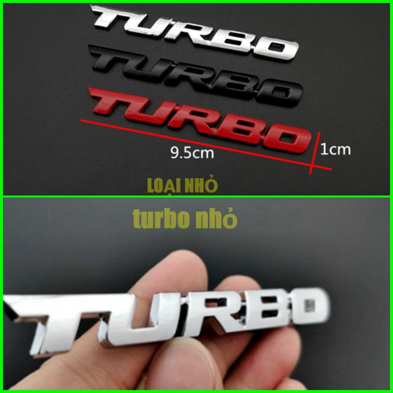 Logo Biểu Tượng TURBO Chữ Thanh Chữ Đậm  Đồ Trang Trí Xe Hơi  Hợp Kim Sáng Bóng
