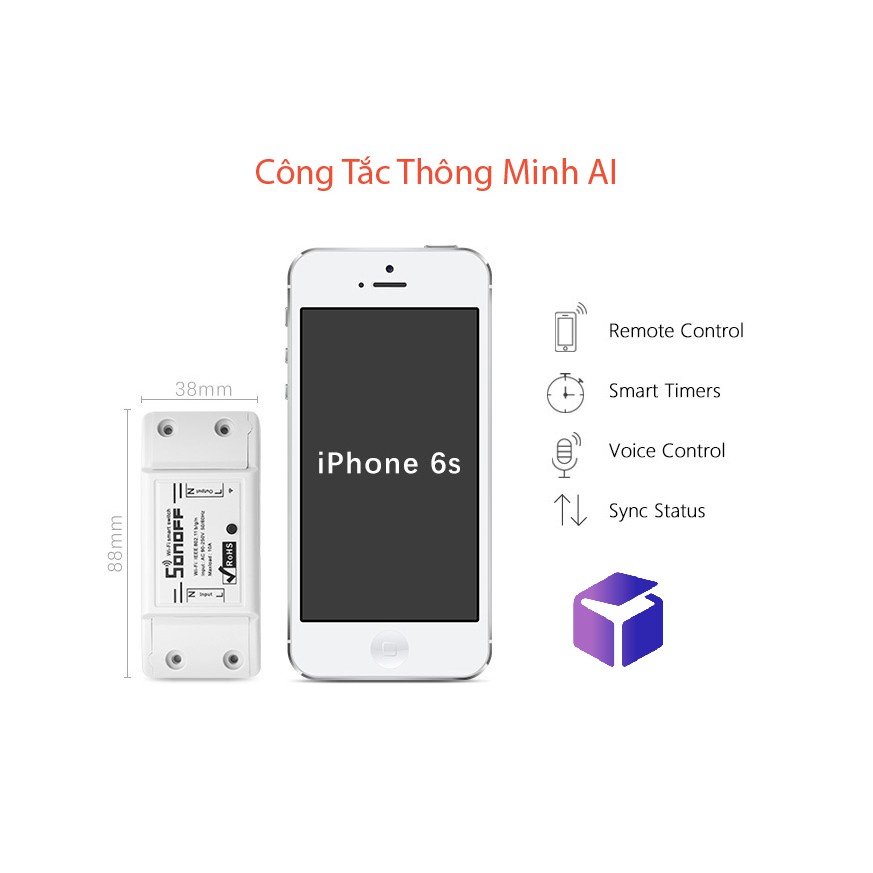 Công tắc thông minh điều khiển từ xa qua mạng 3G, 4G, WIFI Sonoff Basic (Phiên bản quốc tế)