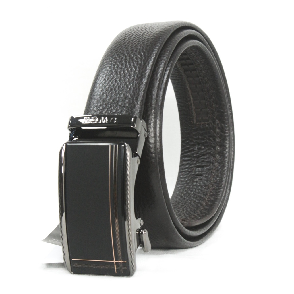 Thắt Lưng Nam Owen BELT220601 Dây Da Bò Thật Cao Cấp Nịt Nam Màu Nâu Mặt Hợp Kim Đúc Nguyên Khối Khóa Trượt Tự Động