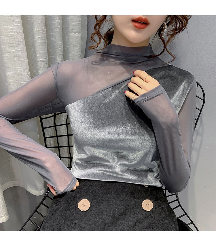 [Mã FAMAYWA giảm 10K đơn 50K] Áo kiểu tay dài cổ cao bằng vải nhung thời trang dành cho nữ | BigBuy360 - bigbuy360.vn