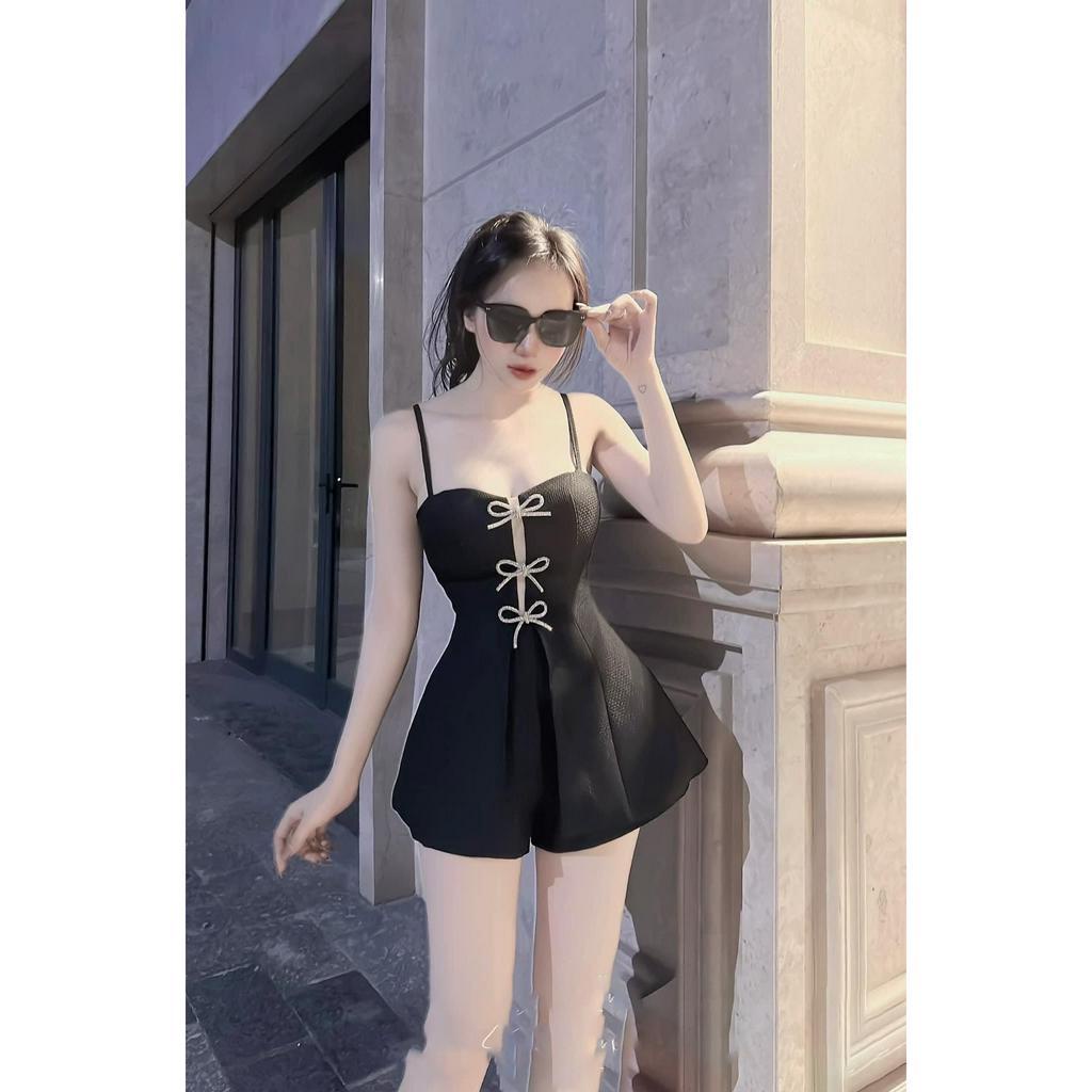 D35 [Hình Thật] Set Áo Hai Dây 3 Nơ Đá Có Mút Ngực + Quần Short Ngắn Đi Tiệc Set Áo Và Quần Dễ Mặc Phong Cách Nữ Tính 21