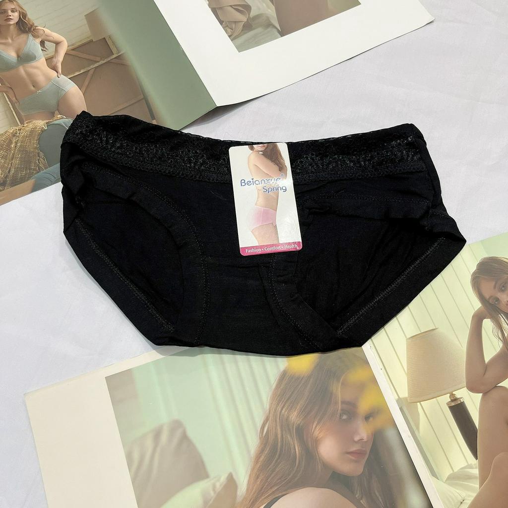 Quần lót nữ cotton cao cấp pha ren 8819 dạng phom mini cạp thấp mềm mịn thoáng mát size dưới 55kg